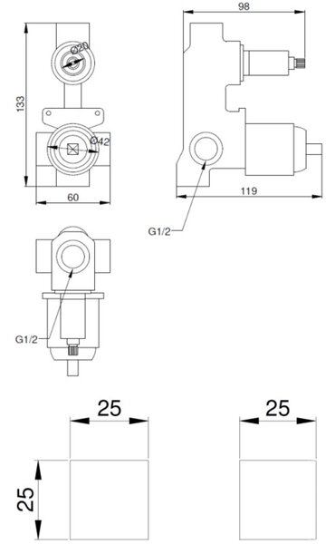 Invena Siros sprchová sada pod omítku chrom BS-90-0K2