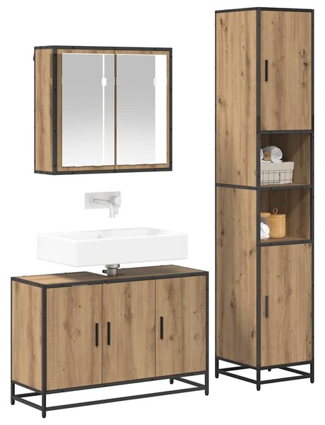 Sada koupelnového nábytku 3 ks Artisanový dub Kompozitní dřevo 3402534