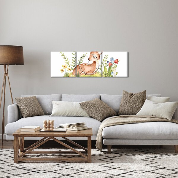 Obraz - Malý srneček (s hodinami) (90x30 cm)