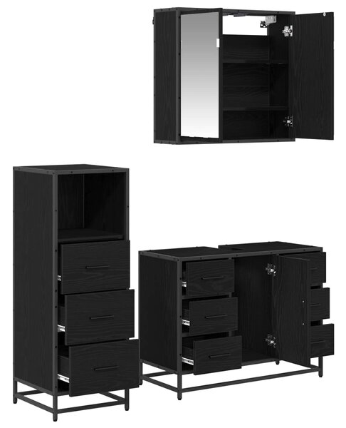 Sada koupelnového nábytku 3 ks Černý dub 80 x 33 x 60 cm 3402538