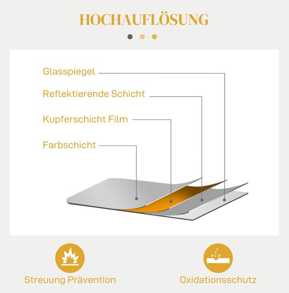 HOMCOM Zrcadlo na zeď 60 x 87 cm se zlaceným kovovým rámem – Dekorativní závěsné zrcadlo do koupelny, ložnice a obývacího pokoje | Aosom