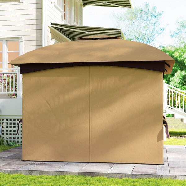 Zahradní altán Outsunny, cca 3,4x3,4m, voděodolný s 4 bočními panely, dvojitou střechou, párty stan s UV ochranou, zahradní přístřešek s pozinkovaným