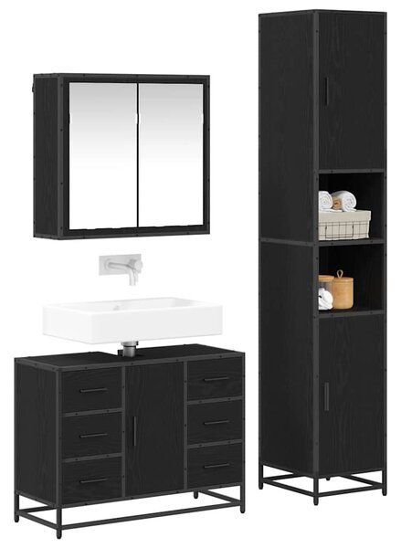 Sada koupelnového nábytku 3 ks Černý dub 80 x 33 x 60 cm 3402562