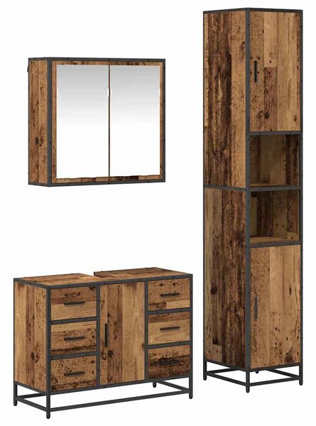 Sada koupelnového nábytku 3 ks Staré dřevo 80 x 33 x 60 cm 3402560