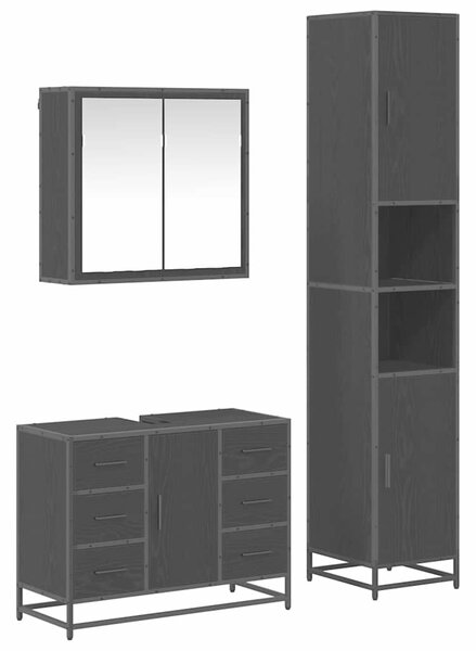 Sada koupelnového nábytku 3 ks Černý dub 80 x 33 x 60 cm 3402562