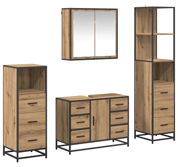 Sada koupelnového nábytku 4 ks Artisanový dub Kompozitní dřevo 3402567