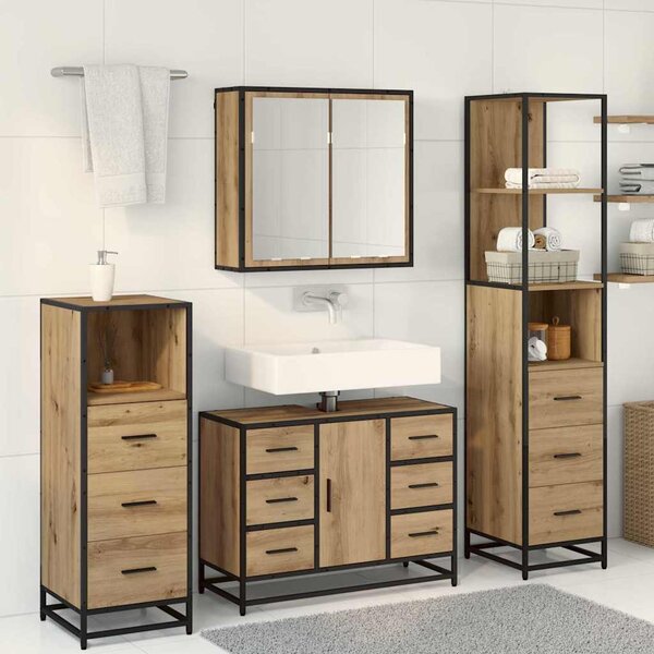 Sada koupelnového nábytku 4 ks Artisanový dub Kompozitní dřevo 3402567