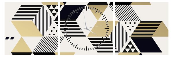 Obraz - Geometrické tvary N⁰1 (s hodinami) (90x30 cm)