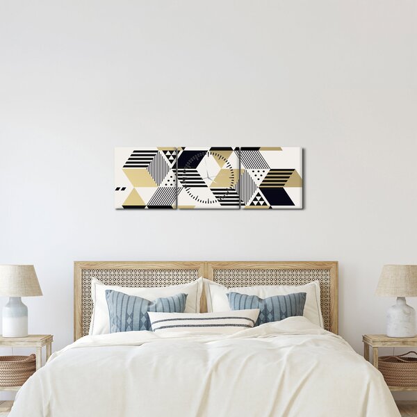 Obraz - Geometrické tvary N⁰1 (s hodinami) (90x30 cm)