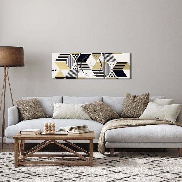 Obraz - Geometrické tvary N⁰1 (s hodinami) (90x30 cm)
