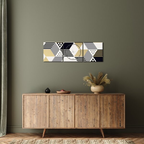 Obraz - Geometrické tvary N⁰1 (s hodinami) (90x30 cm)