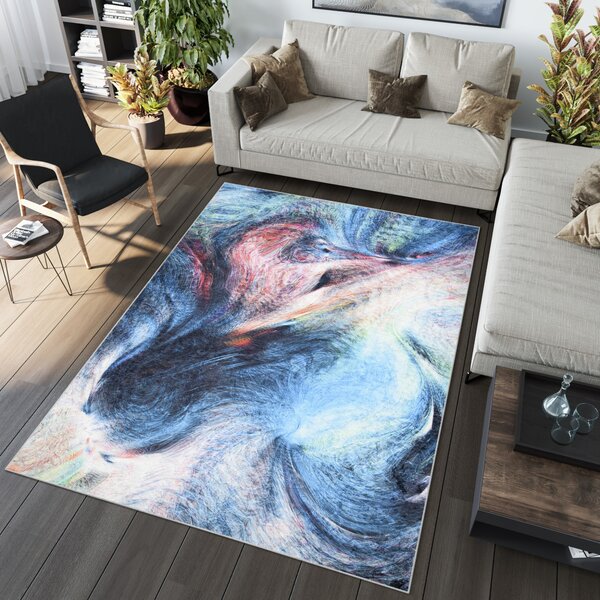 Makro Abra Kusový koberec pratelný TOSCANA 36510 Abstraktni Moderní pogumovaný vícebarevný modrý Rozměr: 120x170 cm