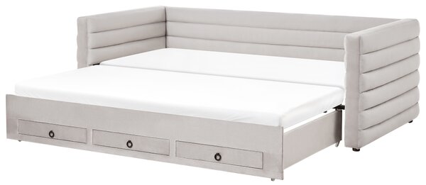 Denní postel s úložným prostorem Umělý samet MEUDON 90 x 200 cm Šedá