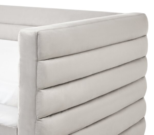 Denní postel s úložným prostorem Umělý samet MEUDON 90 x 200 cm Šedá