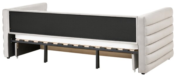 Denní postel s úložným prostorem Umělý samet MEUDON 90 x 200 cm Šedá