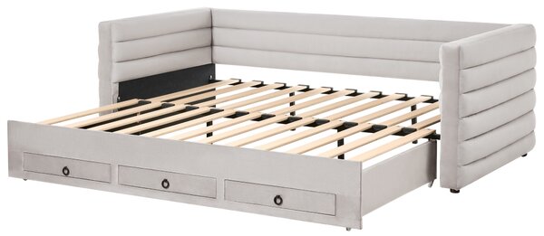 Denní postel s úložným prostorem Umělý samet MEUDON 90 x 200 cm Šedá