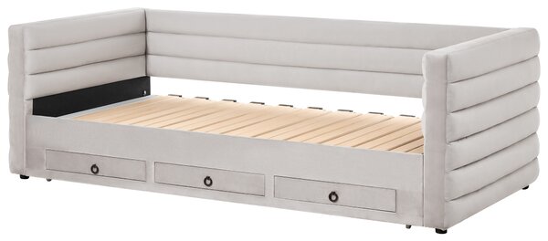 Denní postel s úložným prostorem Umělý samet MEUDON 90 x 200 cm Šedá