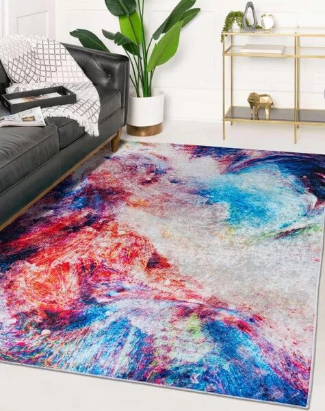 Makro Abra Kusový koberec pratelný TOSCANA 36510 Abstraktni Moderní pogumovaný vícebarevný modrý Rozměr: 120x170 cm