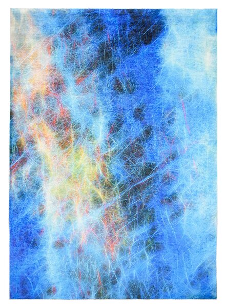 Makro Abra Kusový koberec pratelný TOSCANA 36520 Abstraktní Moderní pogumovaný modrý Rozměr: 80x150 cm