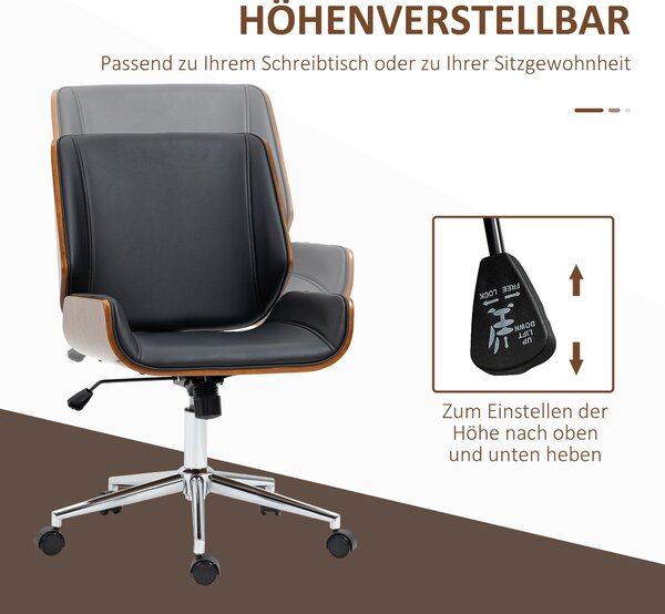 Kancelářská židle Vinsetto s houpací funkcí, ergonomická počítačová židle, výškově nastavitelná kancelářská židle, otočná židle do pracovny, nosnost a