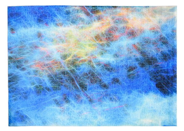 Makro Abra Kusový koberec pratelný TOSCANA 36520 Abstraktní Moderní pogumovaný modrý Rozměr: 80x150 cm