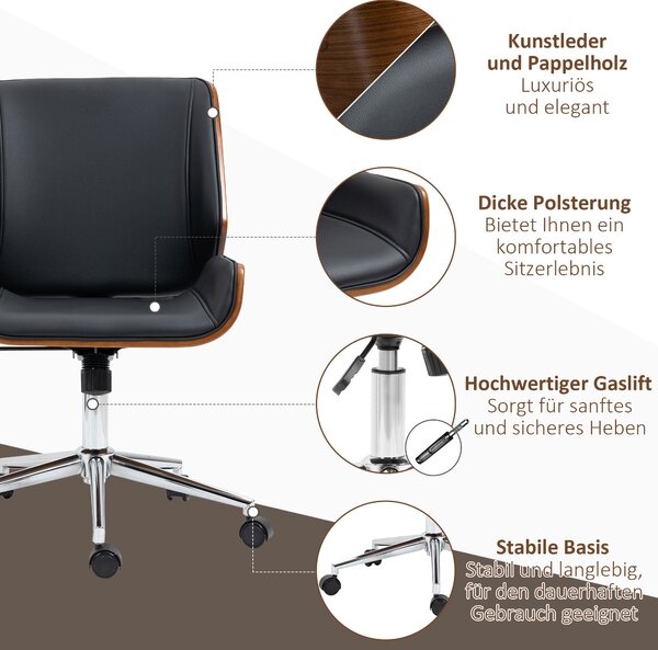 Kancelářská židle Vinsetto s houpací funkcí, ergonomická počítačová židle, výškově nastavitelná kancelářská židle, otočná židle do pracovny, nosnost a