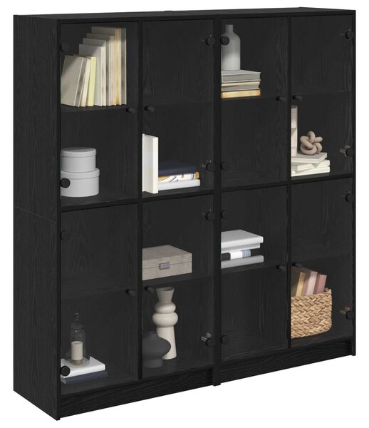 Vysoký bufet 2 ks Černý dub 68 x 37 x 142 cm Kompozitní dřevo 3402646