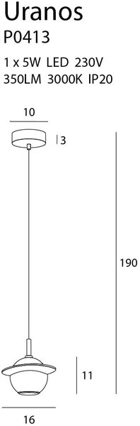 MaxLight Uranos závěsné svítidlo 1x5 W bílá-zlatá P0413