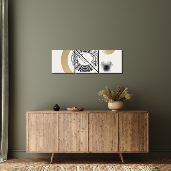 Obraz - Geometrické tvary N⁰2 (s hodinami) (90x30 cm)