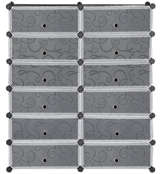 HOMCOM Skříň na Boty s 12 Přihrádkami, Modulární Stojan pro 12 Párů Bot, DIY Úložný Systém do Předsíně, Černá, 49 x 37 x 108 cm | Aosom