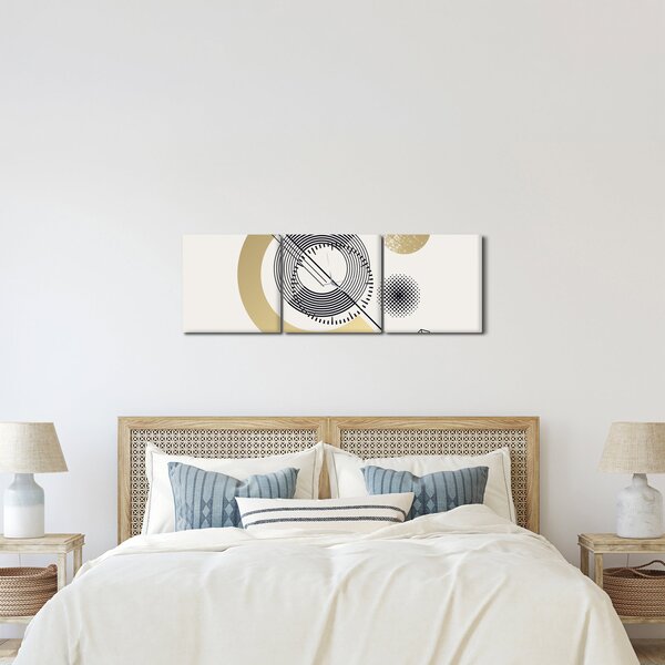 Obraz - Geometrické tvary N⁰2 (s hodinami) (90x30 cm)