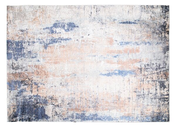 Makro Abra Kusový koberec pratelný TOSCANA 97170 Abstraktní pogumovaný modrý krémový růžový Rozměr: 80x150 cm