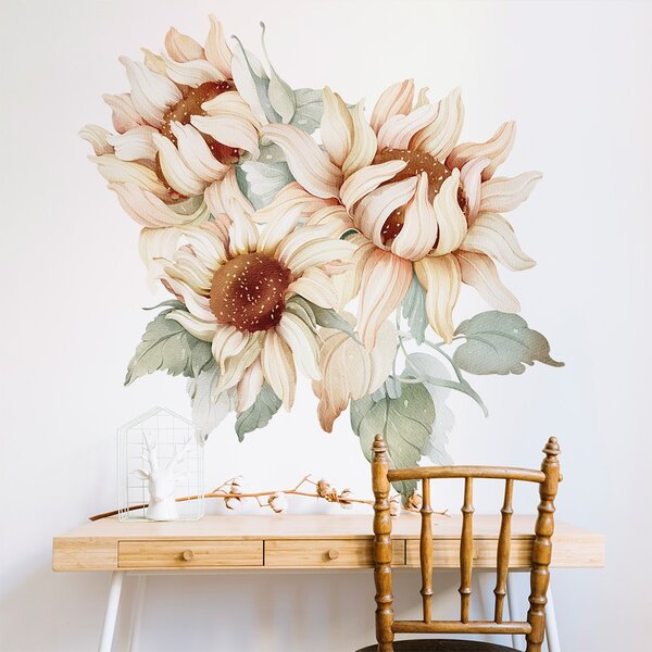Nálepka na zeď Sunflower - tři slunečnice Rozměry: 50 x 46 cm