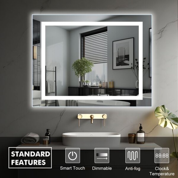 IREDA Koupelnové zrcadlo s LED osvětlením, 60 x 80 cm