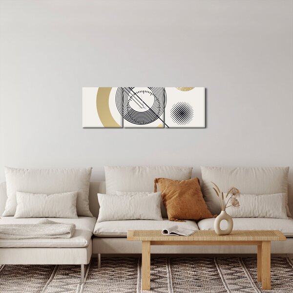Obraz - Geometrické tvary N⁰2 (s hodinami) (90x30 cm)