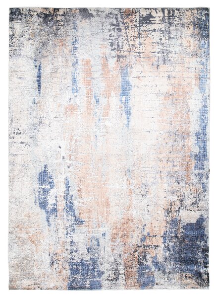 Makro Abra Kusový koberec pratelný TOSCANA 97170 Abstraktní pogumovaný modrý krémový růžový Rozměr: 80x150 cm