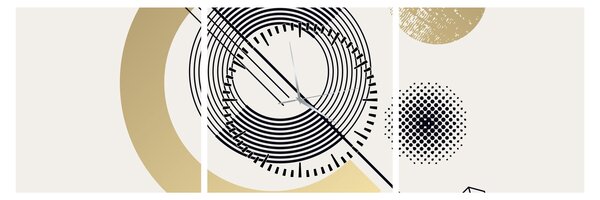 Obraz - Geometrické tvary N⁰2 (s hodinami) (90x30 cm)