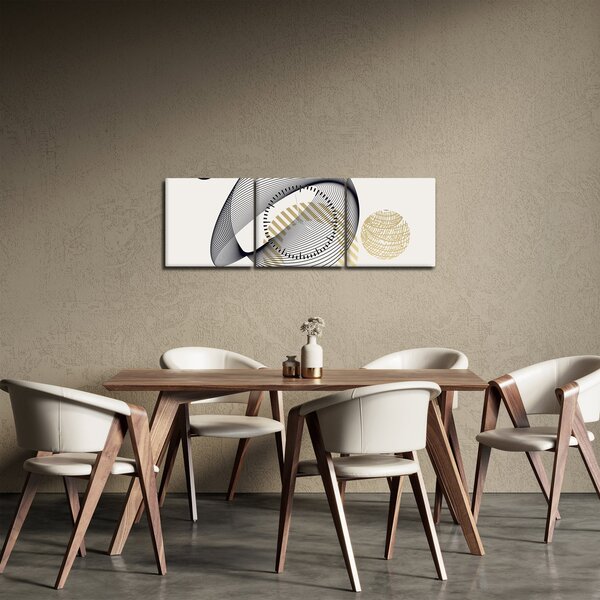 Obraz - Geometrické tvary N⁰3 (s hodinami) (90x30 cm)