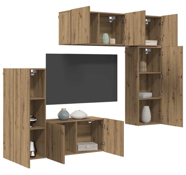 Nástěnná skříňka na TV 5 ks Artisanový dub Kompozitní dřevo 3402777