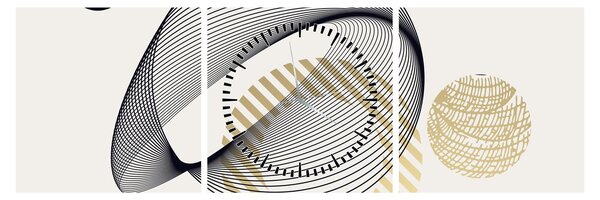 Obraz - Geometrické tvary N⁰3 (s hodinami) (90x30 cm)