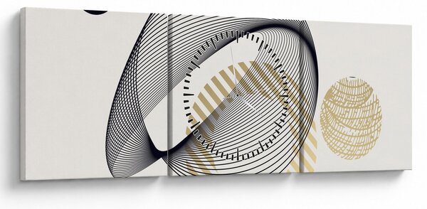 Obraz - Geometrické tvary N⁰3 (s hodinami) (90x30 cm)