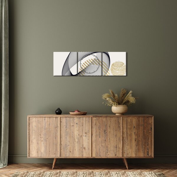 Obraz - Geometrické tvary N⁰3 (s hodinami) (90x30 cm)