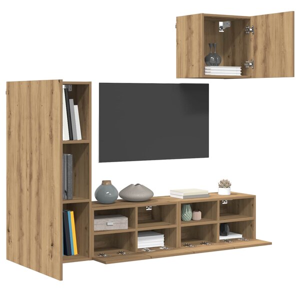 Nábytkové stěny pro TV 4 ks Artisanový dub Kompozitní dřevo 3402780