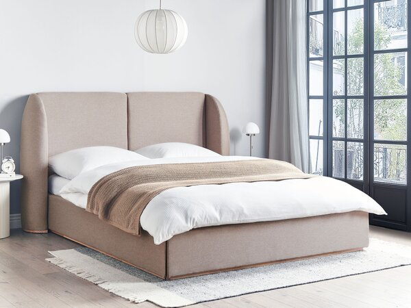Postel s úložným prostorem Tkanina MONESTIER 160 x 200 cm Taupe