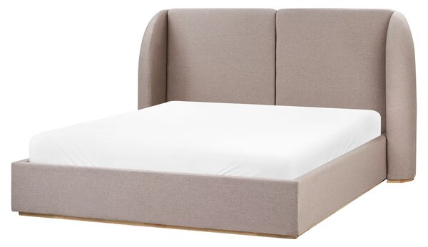 Postel s úložným prostorem Tkanina MONESTIER 160 x 200 cm Taupe