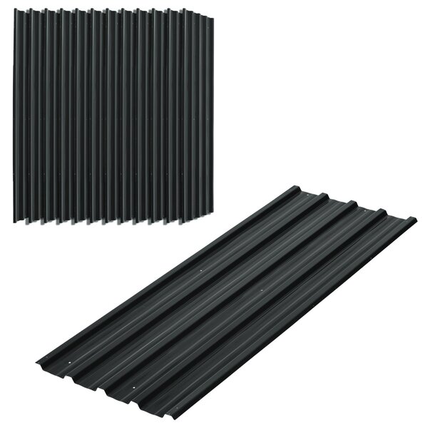 Outsunny 12 kusů trapézových plechů 129x45cm 7m² pozinkovaný střešní plech 0,25 mm povětrnostně odolný profilový plech pozinkované oceli Střešní plech