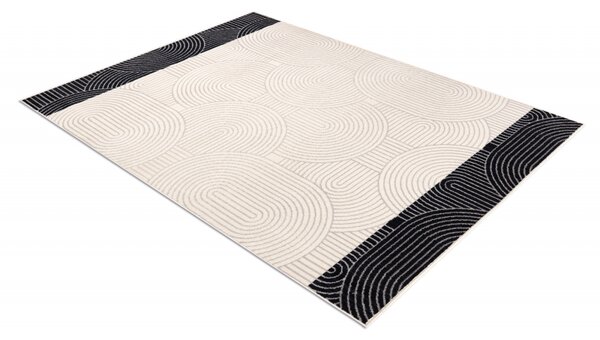 Makro Abra Kusový koberec vlněný ANGEL 7901 / 52044 Geometrický béžový černý Rozměr: 80x150 cm