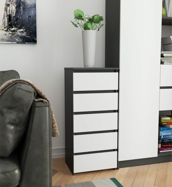 Ak furniture Komoda CL5 40 cm grafitově šedá/bílá