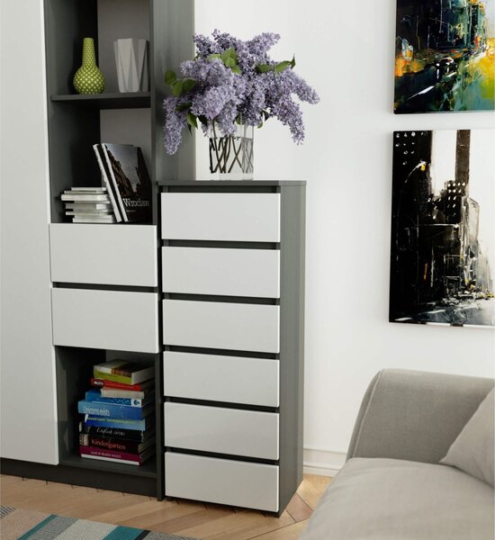 Ak furniture Komoda CL6 40 cm grafitově šedá/bílá