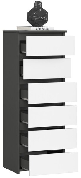 Ak furniture Komoda CL6 40 cm grafitově šedá/bílá
